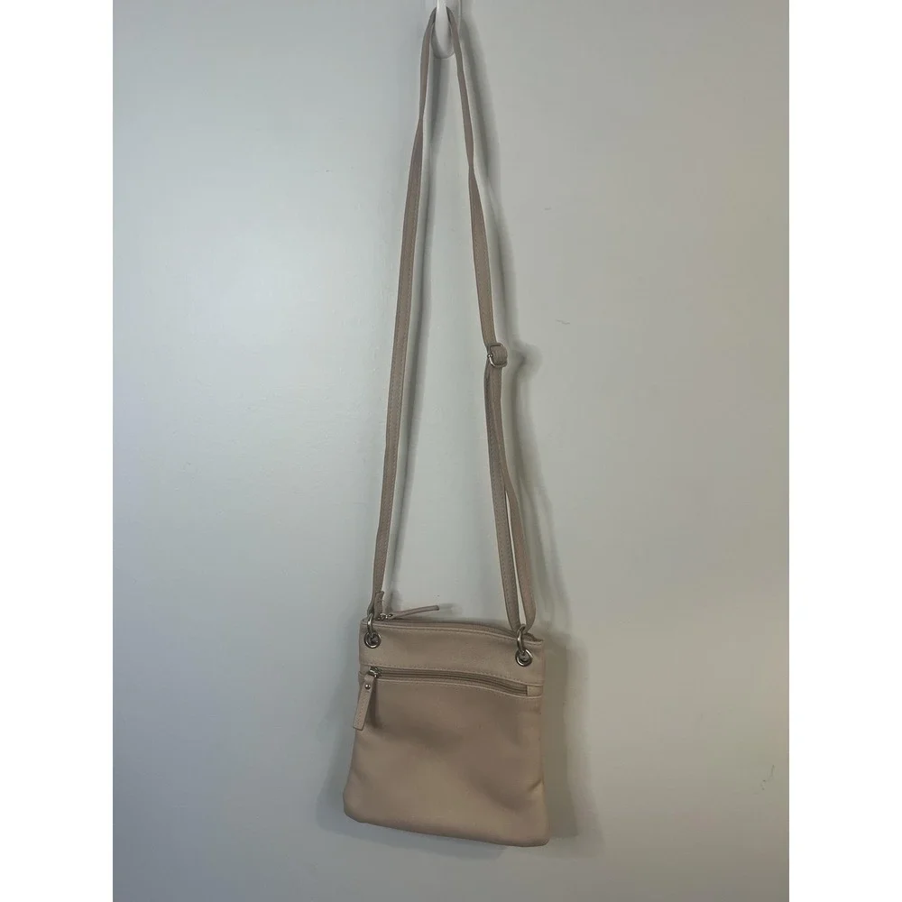 Nicole by‎ Nicole Miller Crossbody Bag Womens Beige Faux Leather Organizer Small